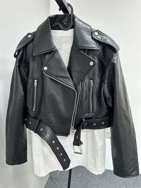 women s hoodies sweatshirts ftlzz spring autumn motorcycle faux leather jacket with belt women fashion lapel zipper short pu coat streetwear, Black
women s hoodies sweatshirts ftlzz spring autumn motorcycle faux leather jacket with belt women fashion lapel zipper short pu coat streetwear, Black