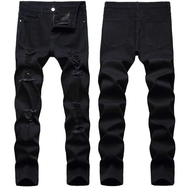 mens jeans retro black pants stretch hole ripped slim fit fashion casual denim trousers, Blue
mens jeans retro black pants stretch hole ripped slim fit fashion casual denim trousers, Blue