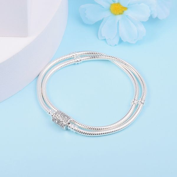 925 sterling silver double wrap barrel clasp snake chain bracelet fits for european pandora bracelets charms and beads, Golden;silver
925 sterling silver double wrap barrel clasp snake chain bracelet fits for european pandora bracelets charms and beads, Golden;silver