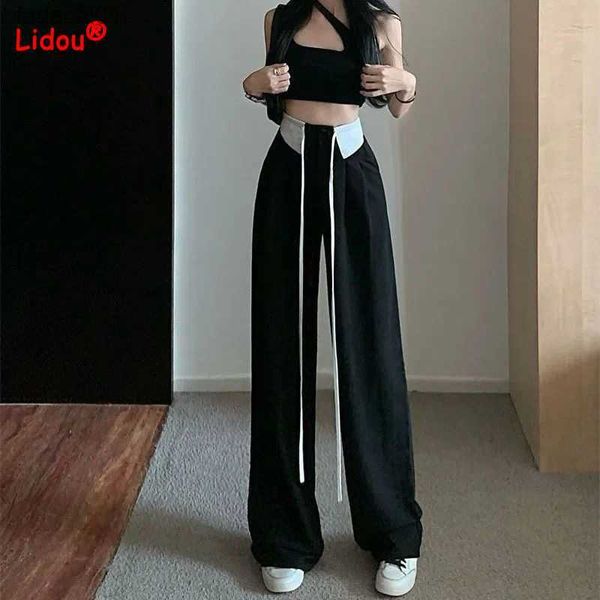 korean black white patchwork high waist loose straight regular pants female autumn drape lacing wide leg mopping lengthen pants l230621
korean black white patchwork high waist loose straight regular pants female autumn drape lacing wide leg mopping lengthen pants l230621