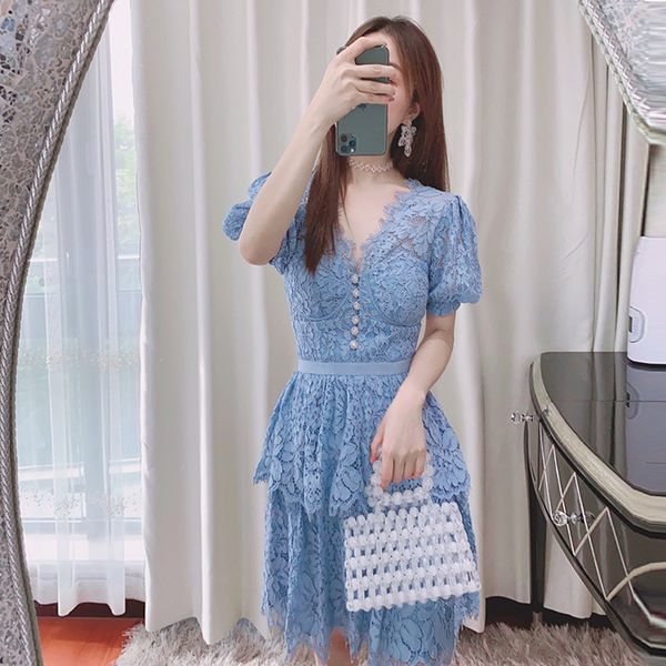 new s-elf portrait baby blue lace v-neck bubble sleeve short sleeve dress skirt, Black;gray
new s-elf portrait baby blue lace v-neck bubble sleeve short sleeve dress skirt, Black;gray