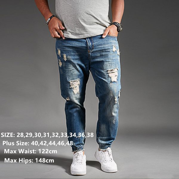 men s shorts ripped jeans for men blue black denim mens jean homme harem hip hop plus size trousers 44 48 uomo fashions jogger pants 230705, White;black
men s shorts ripped jeans for men blue black denim mens jean homme harem hip hop plus size trousers 44 48 uomo fashions jogger pants 230705, White;black