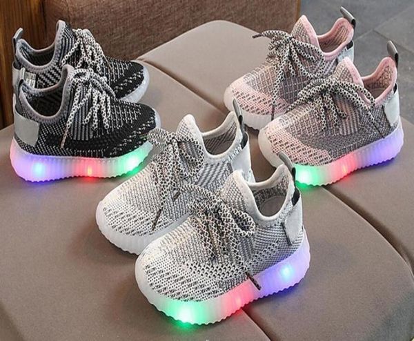 toddler boy sneakers children baby boys mesh led light luminous running sport sneaker shoes2954595, Black;red