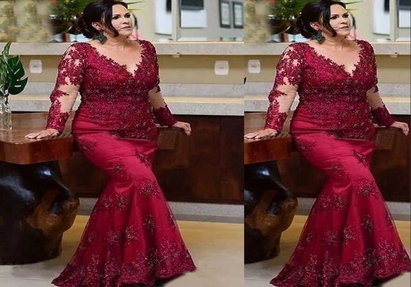 2021 burgundy dark red plus size mother of the bride dresses mermaid long sleeves lace appliques crystal beads floor length formal9348076, Black;red
2021 burgundy dark red plus size mother of the bride dresses mermaid long sleeves lace appliques crystal beads floor length formal9348076, Black;red