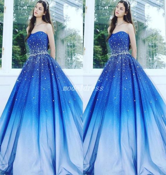 gradient royal blue quinceanera dresses 2019 strapless sweep train crystal beads prom party gowns for sweet 15 vestido de 15 anos 2215634, Blue;red
gradient royal blue quinceanera dresses 2019 strapless sweep train crystal beads prom party gowns for sweet 15 vestido de 15 anos 2215634, Blue;red