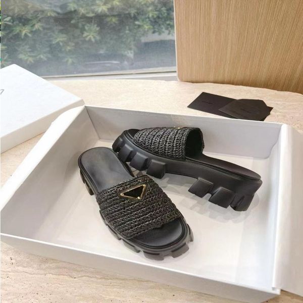 2023 fashion designer luxury flat heel sandals women's thick bottom triangle buckle straw sandals black white classic casual beach fli
2023 fashion designer luxury flat heel sandals women's thick bottom triangle buckle straw sandals black white classic casual beach fli