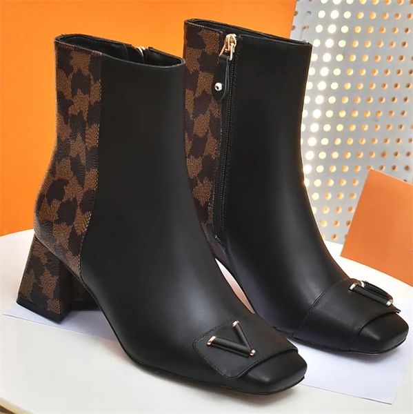 winter designer boots shake ankle booties thick heels square toe fashion cowskin prints leather womens boot lady party shoes size 42, Black
winter designer boots shake ankle booties thick heels square toe fashion cowskin prints leather womens boot lady party shoes size 42, Black