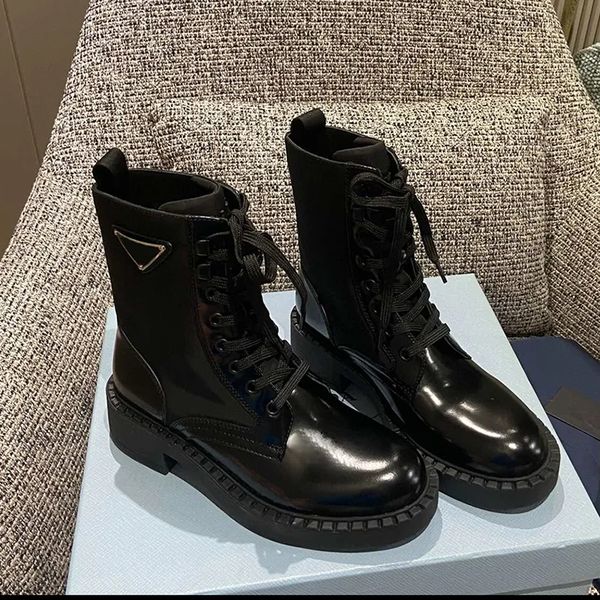 women mid-calf boots patent leather and nylon lace-up shoes ankle combat boot low heel ankle boots luxury designers brands shoe factory foot, Black
women mid-calf boots patent leather and nylon lace-up shoes ankle combat boot low heel ankle boots luxury designers brands shoe factory foot, Black