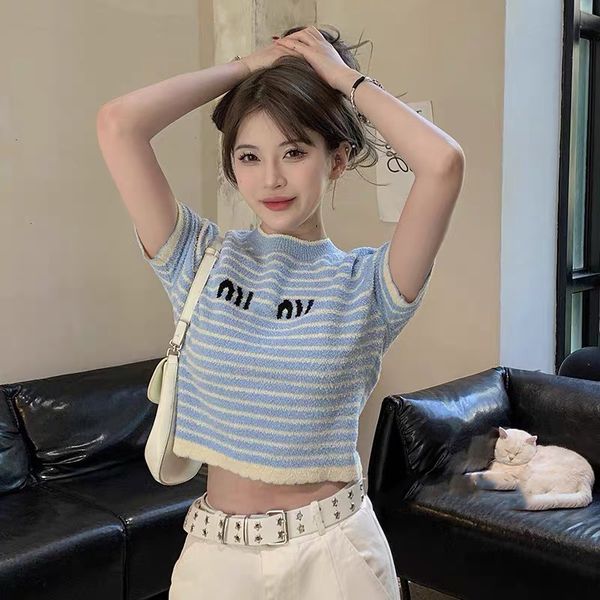 spring/summer fragrant short sleeve knitwear female letter stripe thin short t-shirt female, White
spring/summer fragrant short sleeve knitwear female letter stripe thin short t-shirt female, White