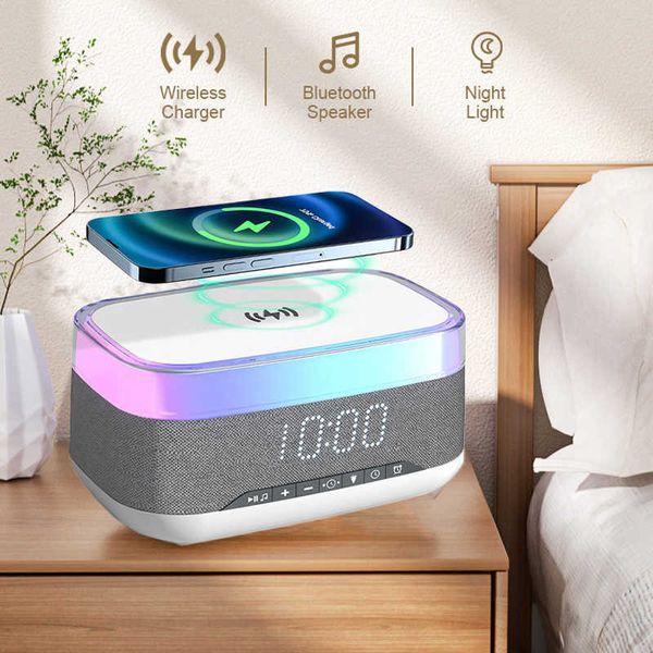 Image of Portable Speakers Smart Bluetooth Speaker Multifunctional Wireless Alarm Clock Speaker Night Light Time Display Brightness Adjustmen R230705