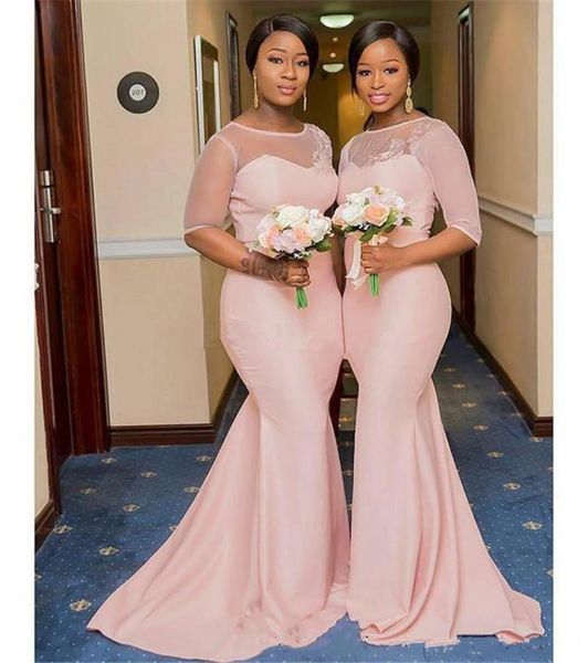 2019 african satin mermaid long bridesmaid dresses sheer long sleeves lace applique sweep train wedding guest maid of honor dresse1193479, White;pink
2019 african satin mermaid long bridesmaid dresses sheer long sleeves lace applique sweep train wedding guest maid of honor dresse1193479, White;pink