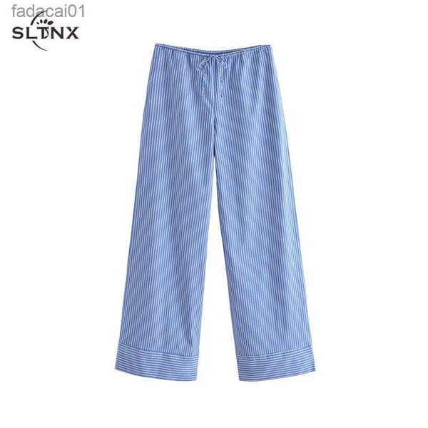 sltnx fashion striped women's pants 2023 summer wide leg pants women casual loose trousers ladies low waist lace up pant new in l230621, Black;white
sltnx fashion striped women's pants 2023 summer wide leg pants women casual loose trousers ladies low waist lace up pant new in l230621, Black;white