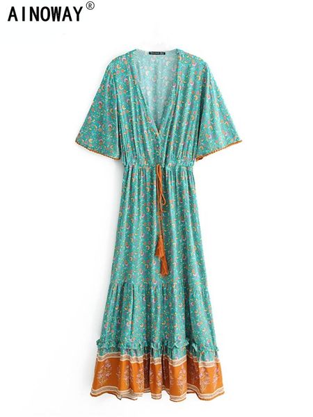 dresses vintage chic fashion women floral print vneck rayon cotton bohemian maxi dresses ladies v neck tassel summer beach boho dress, White;black
dresses vintage chic fashion women floral print vneck rayon cotton bohemian maxi dresses ladies v neck tassel summer beach boho dress, White;black