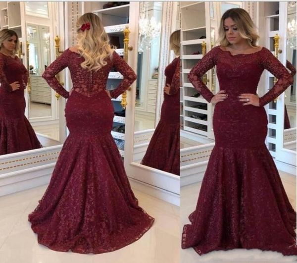 2019 new burgundy mother of the bride dresses mermaid scoop neck long sleeves lace appliques long arabic plus size party evening g7913842, Black;red 
2019 new burgundy mother of the bride dresses mermaid scoop neck long sleeves lace appliques long arabic plus size party evening g7913842, Black;red