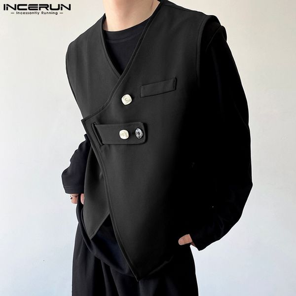 men's vests fashion men vests solid color v neck button sleeveless streetwear irregular waistcoats men casual crop vests s-5xl incerun, Black;white
men's vests fashion men vests solid color v neck button sleeveless streetwear irregular waistcoats men casual crop vests s-5xl incerun, Black;white