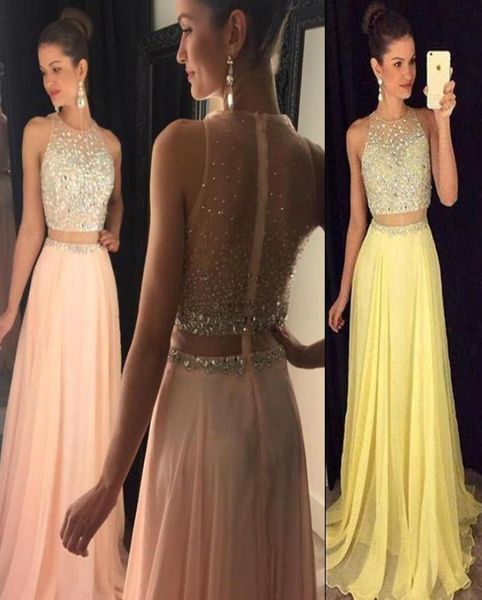 new illusion two pieces prom dresses jewel neck yellow peach chiffon long crystal beads 2 pieces open back party dress eveni5675777, Black
new illusion two pieces prom dresses jewel neck yellow peach chiffon long crystal beads 2 pieces open back party dress eveni5675777, Black