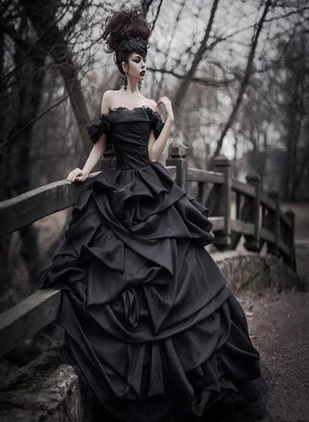2019 off shoulder black gothic ball gown wedding dresses tiered pleat lace victorian bridal gowns plus size corset back robe de ma6418933, White
2019 off shoulder black gothic ball gown wedding dresses tiered pleat lace victorian bridal gowns plus size corset back robe de ma6418933, White