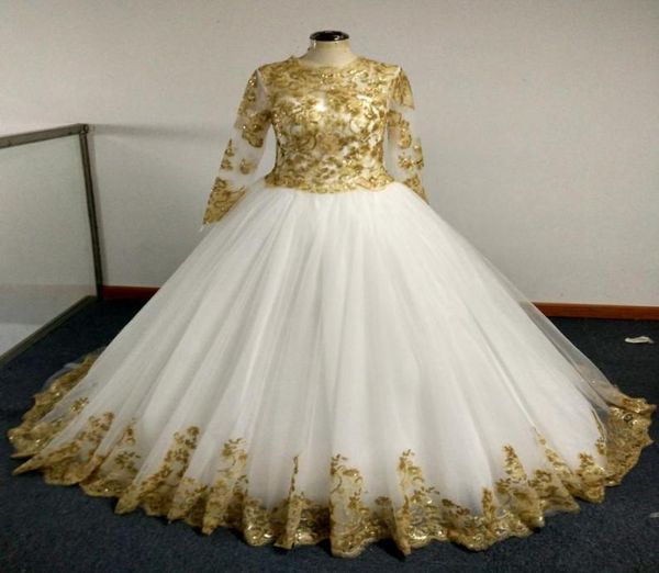 2016 colorful bridal gowns with champagne gold sequins appliques and sheer long sleeves princess ball gown chapel train real weddi3672831, White
2016 colorful bridal gowns with champagne gold sequins appliques and sheer long sleeves princess ball gown chapel train real weddi3672831, White