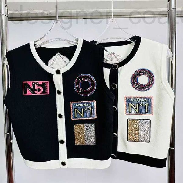 women's sweaters designer 2023 fashion embroidery single breasted letter sequin knit cardigans women o-neck sleeveless design 7lui, White;black
women's sweaters designer 2023 fashion embroidery single breasted letter sequin knit cardigans women o-neck sleeveless design 7lui, White;black