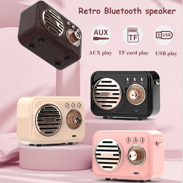 Image of Portable Speakers Retro Bluetooth Speaker Wireless Handsfree Vintage Speaker Portable Mini FM Support Disk Card AUX Play Sound R230705
