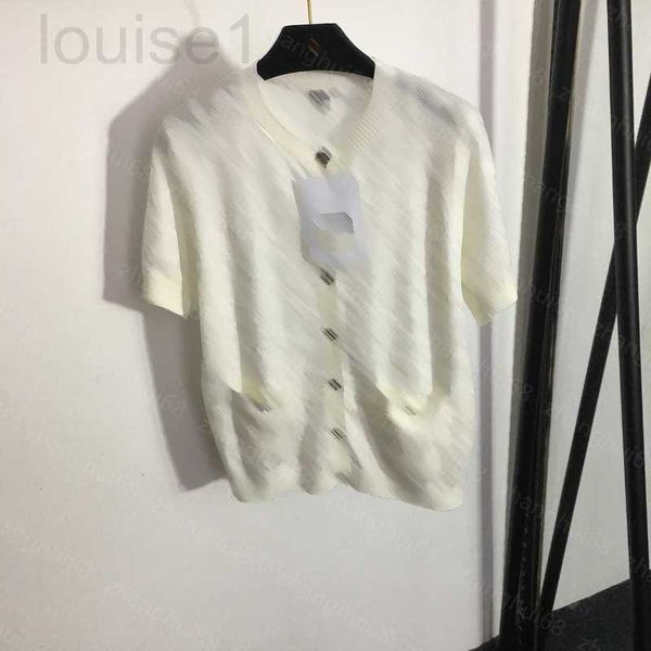 women's knits & tees designer 23ss womens womens clothing jacquard short sleeve knitted cardigan clothes 971h, White
women's knits & tees designer 23ss womens womens clothing jacquard short sleeve knitted cardigan clothes 971h, White