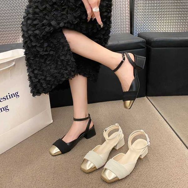 new sandals true soft leather baotou women's french fairy small fragrant square head versatile medium thick high heels mary jane single, Black
new sandals true soft leather baotou women's french fairy small fragrant square head versatile medium thick high heels mary jane single, Black