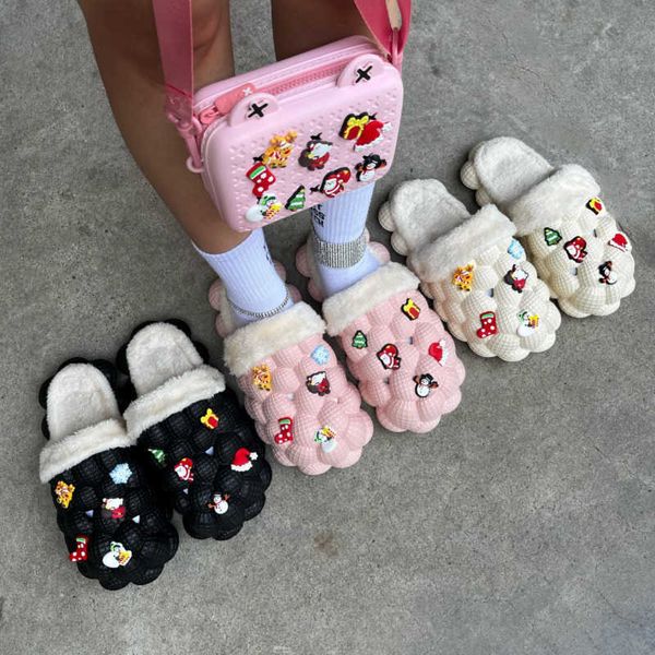 sandals women winter warm cotton bubble slides with christmas charms girl's luxury designer bag massage slippers 230417, Black
sandals women winter warm cotton bubble slides with christmas charms girl's luxury designer bag massage slippers 230417, Black