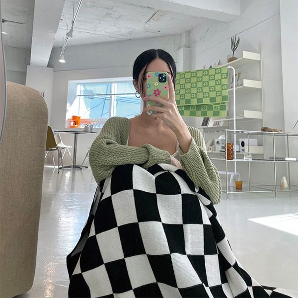 blanket black and white checkerboard soft skin-friendly knitted blanket women's office lunch break cover blanket home shawl nap sofa bl, Blue;gray
blanket black and white checkerboard soft skin-friendly knitted blanket women's office lunch break cover blanket home shawl nap sofa bl, Blue;gray