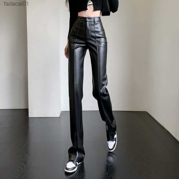 black pu leather pants women's high waist straight loose pants street retro ladies wide leg trousers l230621, Black;white
black pu leather pants women's high waist straight loose pants street retro ladies wide leg trousers l230621, Black;white