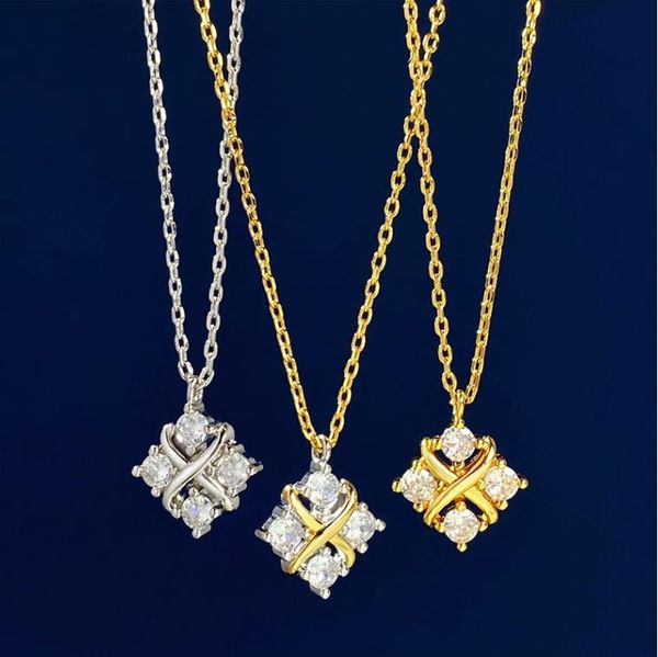 new designed luxurious zircon inlaid full diamonds women's necklace gold and silver interlaced letter x bracelet designer jewelry sets, Black