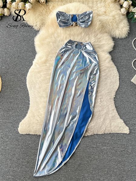 two piece dress singreiny women summer beach sets 2023 strapless bra irregular slim split skirt set shiny pu leather pieces suits 230705, White
two piece dress singreiny women summer beach sets 2023 strapless bra irregular slim split skirt set shiny pu leather pieces suits 230705, White