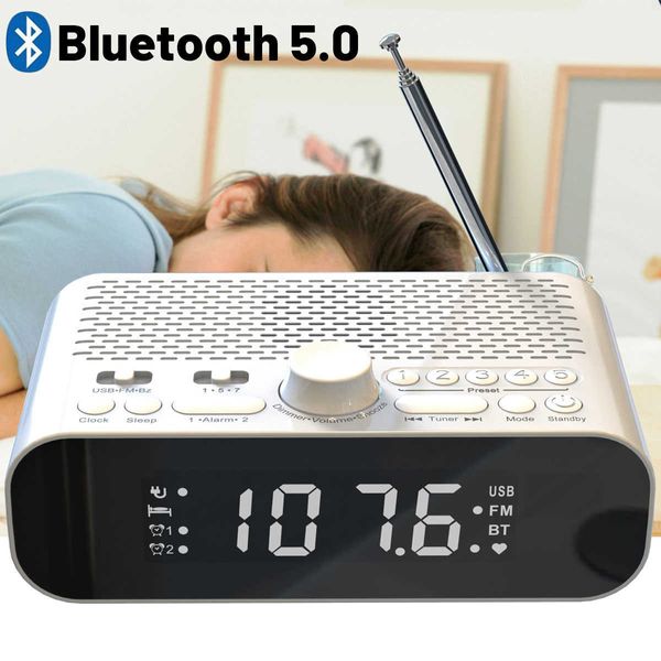 Image of Portable Speakers Portable FM Bluetooth 5.0 Speaker Player with Digital Display Support Disk Alarm Clock Power-off Memory R230705