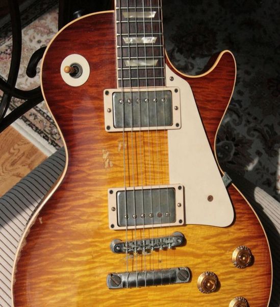 aged quality electric guitar one piece body guitars mother of pearl inlay pearlygates2814310
aged quality electric guitar one piece body guitars mother of pearl inlay pearlygates2814310