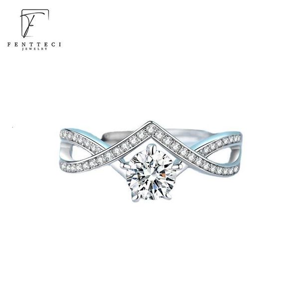 band rings fentteci 925 sterling silver platinum plated luxury 1ct d color ring for women cross vshaped twist arm wedding 230704
band rings fentteci 925 sterling silver platinum plated luxury 1ct d color ring for women cross vshaped twist arm wedding 230704