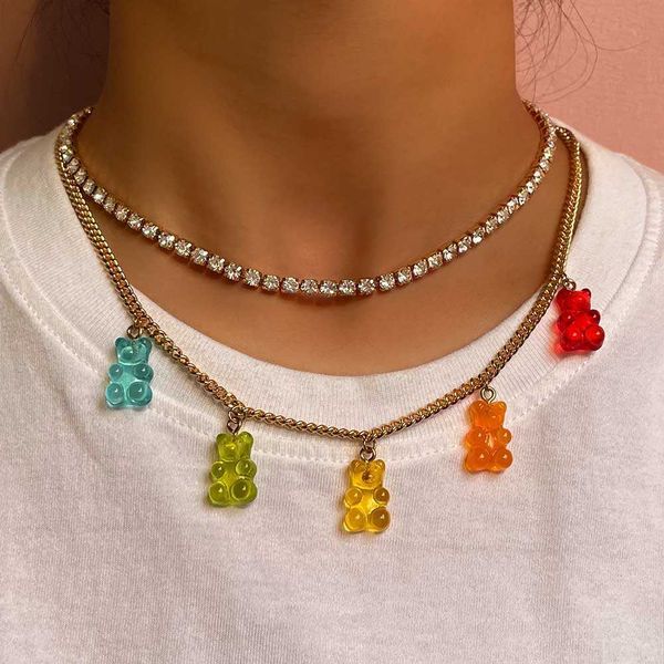 pendant necklaces punk colorful gummy bear metal crystal choker necklace for women multi layer cute tennis clavicle chain new jewelry 230613, Silver
pendant necklaces punk colorful gummy bear metal crystal choker necklace for women multi layer cute tennis clavicle chain new jewelry 230613, Silver