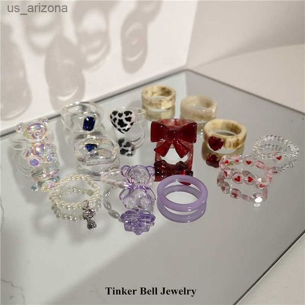 2022 kpop cute goth purple transparent bear heart resin acrylic bead rings set for women egirl bff y2k finger aesthetic jewelry l230620, Silver
2022 kpop cute goth purple transparent bear heart resin acrylic bead rings set for women egirl bff y2k finger aesthetic jewelry l230620, Silver