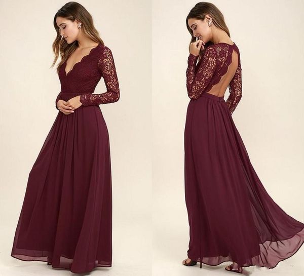 burgundy chiffon bridesmaid dresses long sleeves western country style vneck backless long beach lace wedding party dresses c1394094, White;pink
burgundy chiffon bridesmaid dresses long sleeves western country style vneck backless long beach lace wedding party dresses c1394094, White;pink