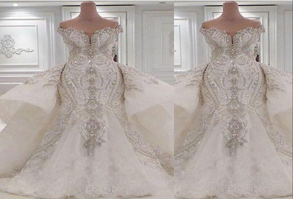 2023 crystal luxury mermaid wedding dresses bridal gowns with overskirts off shoulder lace ruched sparkle rhinstone dubai vestidos9045091, White
2023 crystal luxury mermaid wedding dresses bridal gowns with overskirts off shoulder lace ruched sparkle rhinstone dubai vestidos9045091, White
