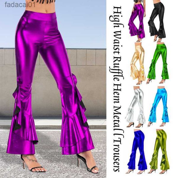 women shiny flare trousers laser metallic wetlook ruffle wide leg pants retro 70s disco hippie club trousers skinny bell bottoms l230621, Black;white
women shiny flare trousers laser metallic wetlook ruffle wide leg pants retro 70s disco hippie club trousers skinny bell bottoms l230621, Black;white