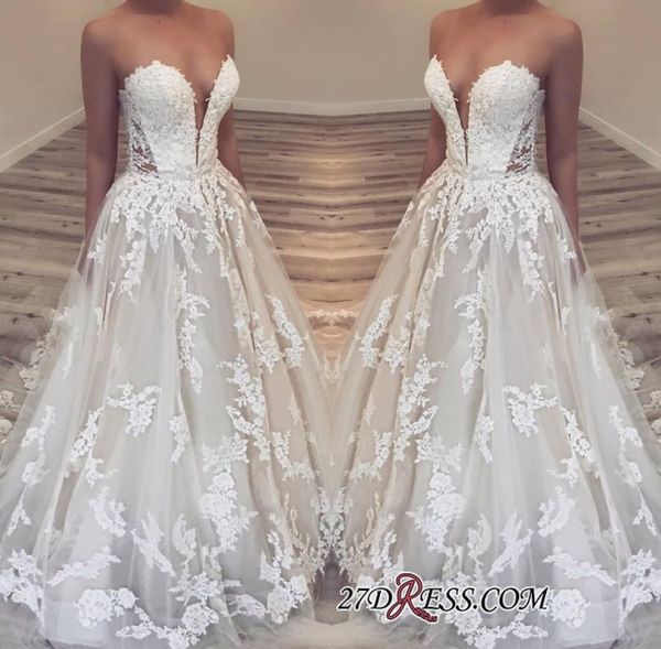 a line strapless sweetheart neckline sleeveless lace wedding dresses sheer illusion bodice elegant wedding dress bridal gowns brid9187671, White
a line strapless sweetheart neckline sleeveless lace wedding dresses sheer illusion bodice elegant wedding dress bridal gowns brid9187671, White