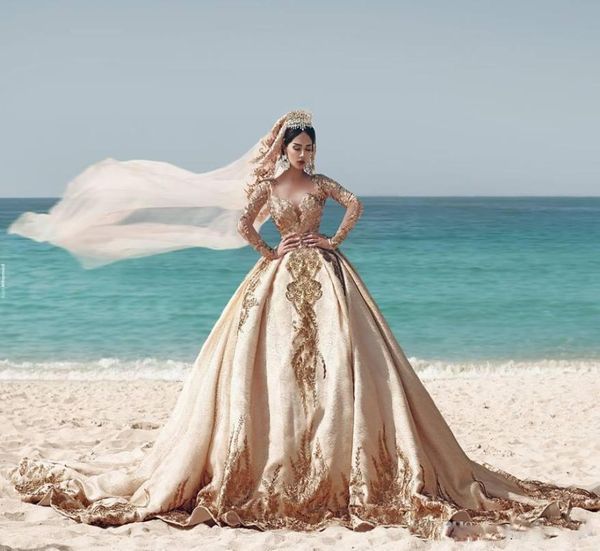 gold satin ball gown beach long sleeve princess muslim wedding dress with beads vintage gothic wedding bridal gowns dress2980703, White
gold satin ball gown beach long sleeve princess muslim wedding dress with beads vintage gothic wedding bridal gowns dress2980703, White