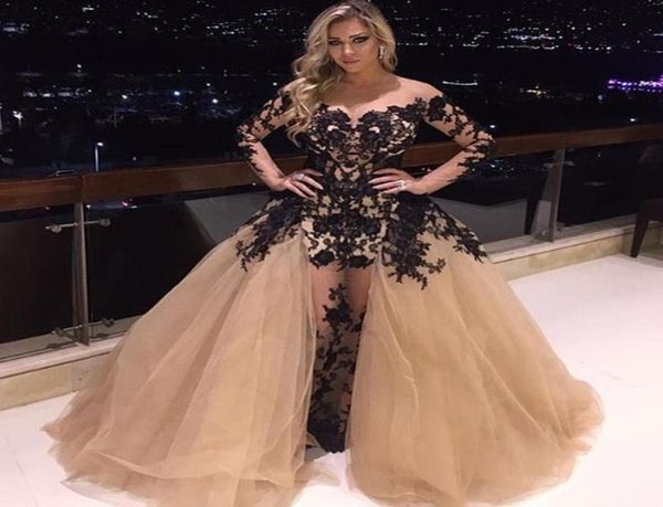 see through dresses evening wear with long sleeves black lace appliques ruched champagne tulle plus size zuhair murad formal 9077801, Black;red
see through dresses evening wear with long sleeves black lace appliques ruched champagne tulle plus size zuhair murad formal 9077801, Black;red
