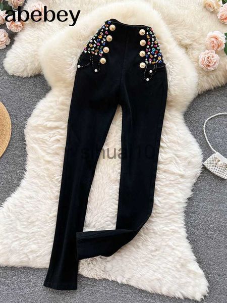 women's pants capris winter trousers for women fashion high waist skinny pants spring design chic beading streetwear long pants j230705, Black;white
women's pants capris winter trousers for women fashion high waist skinny pants spring design chic beading streetwear long pants j230705, Black;white