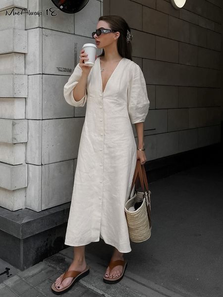 basic casual dresses mnealways18 elegant beige women linen dress puff sleeve long backless button ladies v neck cotton soft summer 2023 2307, Black;gray
basic casual dresses mnealways18 elegant beige women linen dress puff sleeve long backless button ladies v neck cotton soft summer 2023 2307, Black;gray