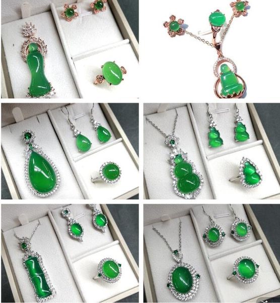 inlaid crystal natural chalcedony bamboo joint water droplets gourd pendant necklace ring earrings set 3 piece jewelry set 6 styles, Black
inlaid crystal natural chalcedony bamboo joint water droplets gourd pendant necklace ring earrings set 3 piece jewelry set 6 styles, Black