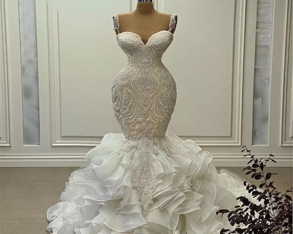 luxury tiered ruffles long mermaid wedding dresses crystals beaded lace appliqued gorgeous wedding gowns straps sweetheart neck la6097065, White
luxury tiered ruffles long mermaid wedding dresses crystals beaded lace appliqued gorgeous wedding gowns straps sweetheart neck la6097065, White