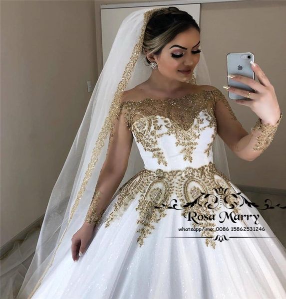 princess gold lace ball gown wedding dresses 2020 off shoulder sequined beaded plus size muslim vestido de novia bridal gowns geli6410431, White 
princess gold lace ball gown wedding dresses 2020 off shoulder sequined beaded plus size muslim vestido de novia bridal gowns geli6410431, White