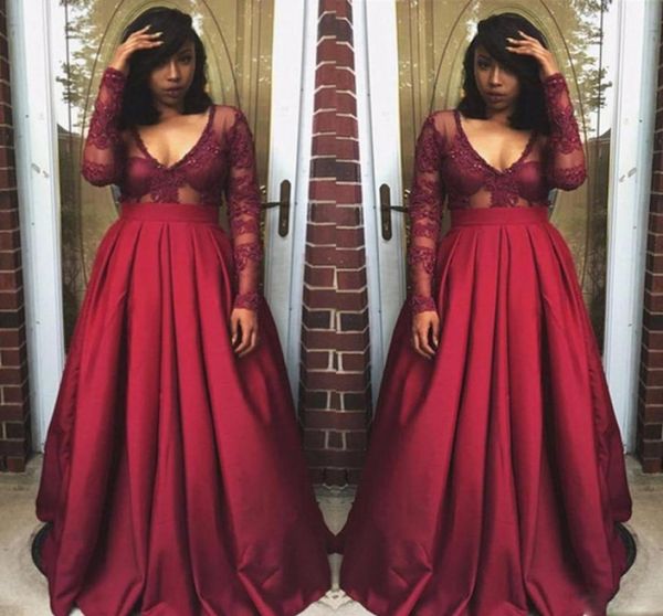 burgundy lace see through prom dresses 2017 v neck sheer long sleeves satin a line evening gowns black girl cocktail party dress1722452
burgundy lace see through prom dresses 2017 v neck sheer long sleeves satin a line evening gowns black girl cocktail party dress1722452