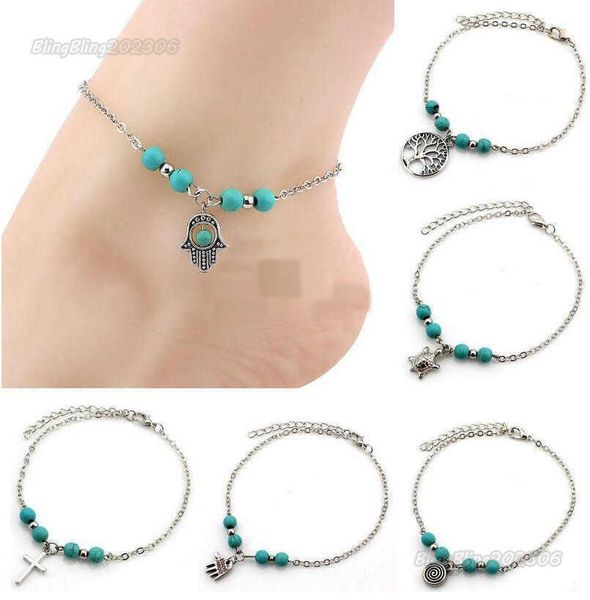 6 styles bohemian turquoise anklets women beach foot chains cross tree turtles conch fatima's hand anklet for ladies fashion jewelry, Red;blue
6 styles bohemian turquoise anklets women beach foot chains cross tree turtles conch fatima's hand anklet for ladies fashion jewelry, Red;blue