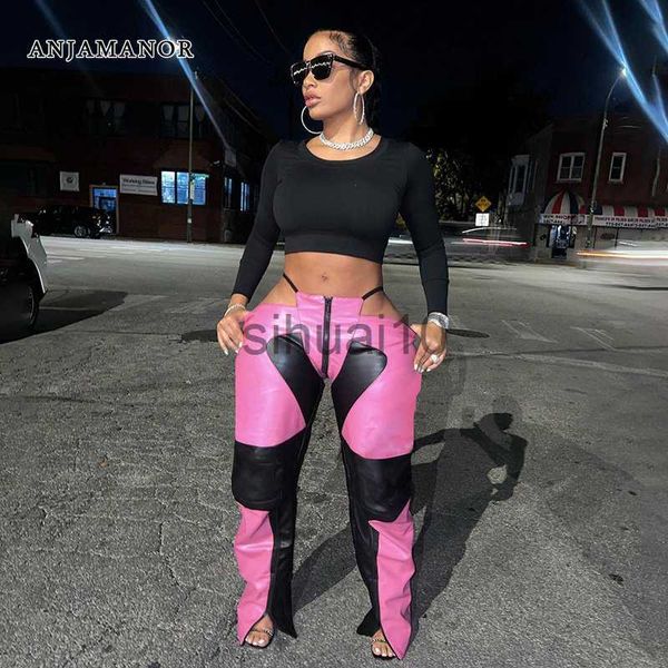 women's pants capris anjamanor colorblock pu leather pants streetwear women 2023 fashion cut out low rise straight pants rave club wear, Black;white
women's pants capris anjamanor colorblock pu leather pants streetwear women 2023 fashion cut out low rise straight pants rave club wear, Black;white